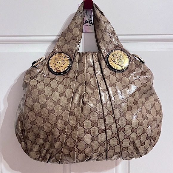 Gucci: Crystal Hysteria Coated Monogram GG Emblem Vinyl Hobo Tote